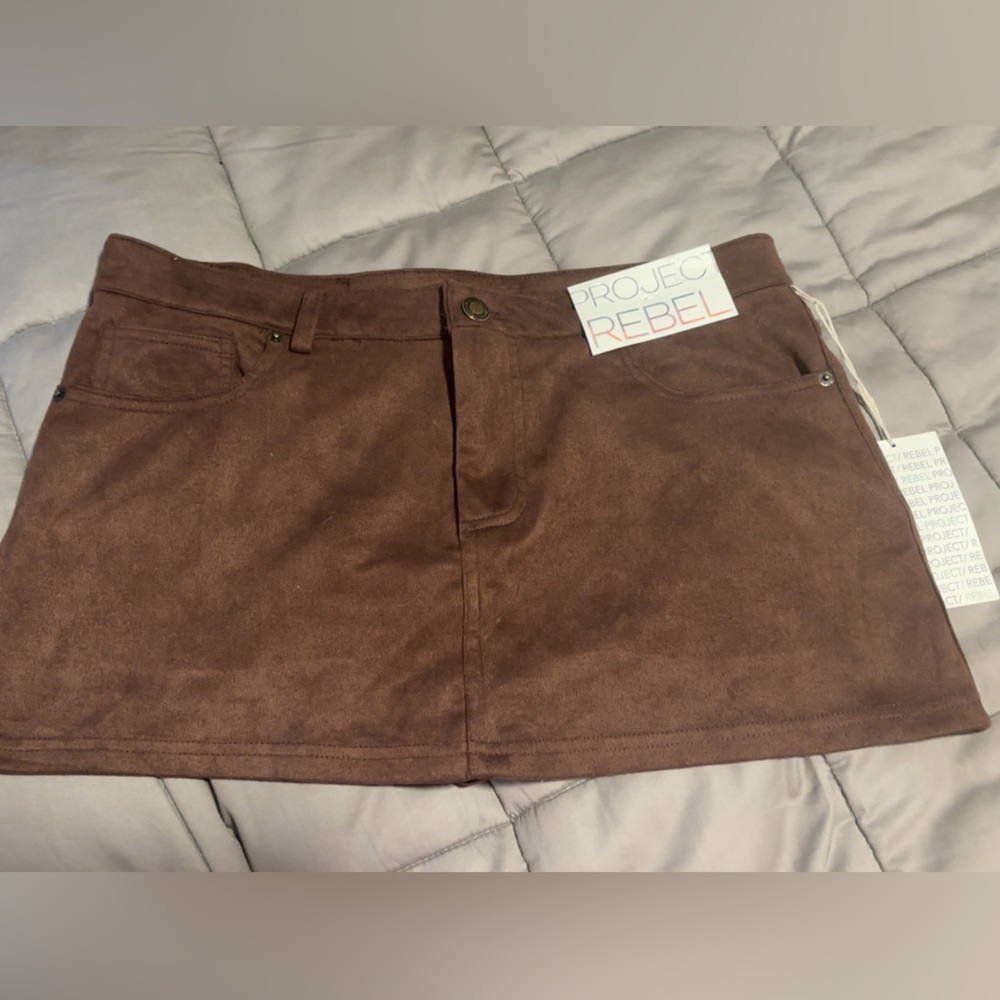 Brown Suede Mini Skirt